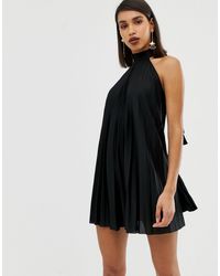 black mini halter dress