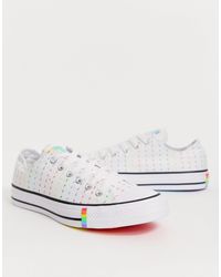 Converse Kant Pride Chuck Taylor Ox All Star - Sneakers Met Bliksemschicht  En Regenboog in het Wit - Lyst