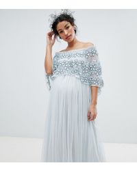 maya embellished bardot maxi dress