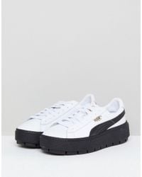PUMA Platform Trace Trainers In White Black With Gum Sole PUMA Platform Trace Trainers In White Black With Gum Sole