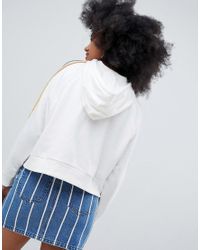 Monki White Rainbow Print Hoodie