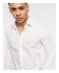 Camisa blanca ajustada Calvin Klein de Denim de color Blanco para hombre |  Lyst