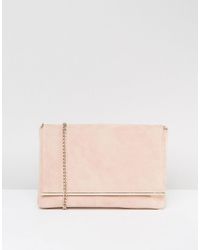 blush pink suede clutch bag