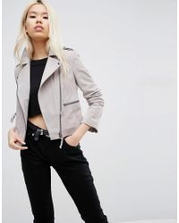 Blouson motard en daim ASOS en coloris Gray