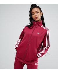adidas originals adicolor three stripe track jacket in red