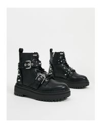 Botas negras con tachuelas y detalle Bershka de color Negro | Lyst