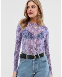 purple mesh long sleeve top