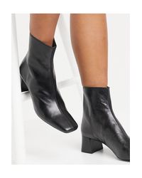 Botas negras con tacón medio Mango de Cuero de color Negro | Lyst