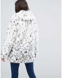 snow leopard faux fur jacket