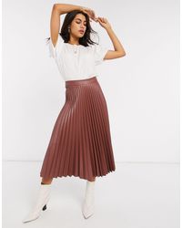 stradivarius pleated midi skirt in white