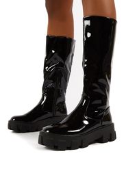 Botas negras por la rodilla sin cordones Public Desire de color Negro | Lyst