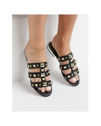 Sandalias negras con diseño enrejado y tachuelas River Island de color  Negro | Lyst