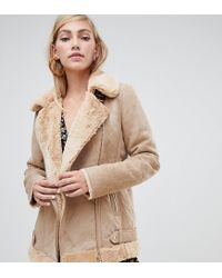 Stradivarius suede aviator jacket in brown Clearance