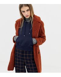 Abrigo de borreguito tipo oso de peluche color teja de Pull\u0026Bear de Denim  de color Rojo | Lyst