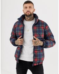 bershka check padded coat