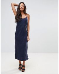 warehouse navy midi dress