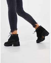 Botines negros con tacón y cordones Kinsley Timberland de Caucho de color  Negro | Lyst