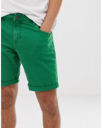 Green denim shorts mens Outlet