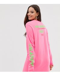 pink neon t shirt dress