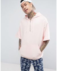 pink short sleeve hoodie mens