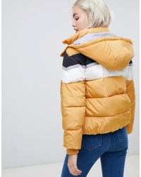 New Look Yellow Padded Jacket In Colourblock