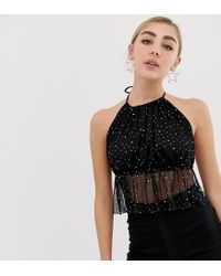 black glitter halter neck top