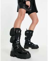Botas por la rodilla negras con cordones y bolsillos cara ASOS de color  Negro | Lyst