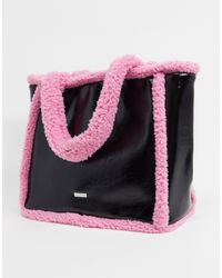 Skinnydip London Borg Trimmed Tote Bag in Black (Pink) - Lyst