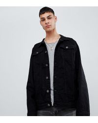 Reclaimed Vintage Inspired Oversized Denim Jacket In Black For Men Lyst