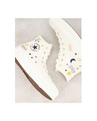 Zapatillas blanco hueso bordadas Chuck Taylor All Star Lift Converse de  Caucho - Lyst