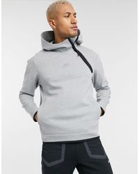 Nike Tech Fleece Asymmetric Half-zip Hoodie in Grey (Grey) for Men - Lyst