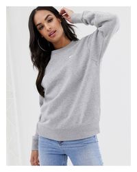 Nike Cotton Mini Swoosh Oversized Sweatshirt in Gray - Lyst