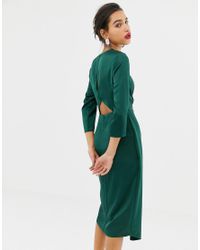 warehouse green satin dress