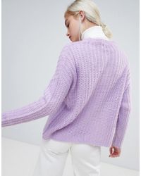 Stradivarius Denim Sweater In Lilac in 