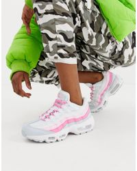 Nike white and pink air max 95 trainers Outlet