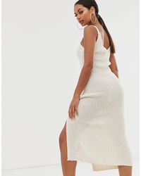 knitted midi dress with split