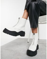 Botas blancas con suela gruesa y cierre frontal con llera Mango | Lyst