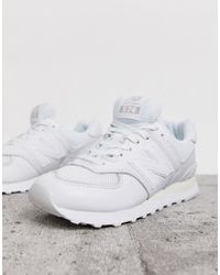 New Balance Leather 574 Triple White Trainers - Lyst