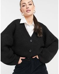 Weekday Eli Cardigan in Black | Lyst UK