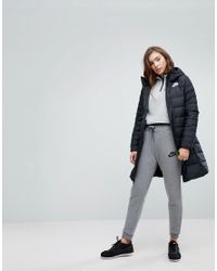nike black longline down filled coat