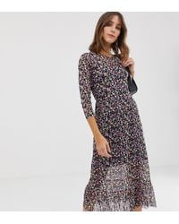 new look mesh midi dress in ditsy floral print