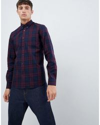Fred Perry Plaid Check Shirt In Burgundy in Red for Men | Lyst