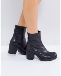 Vagabond Grace Black High Cut Leather Socks Boots - Lyst