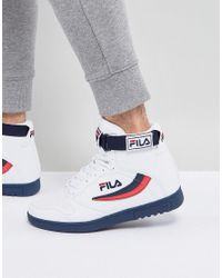 Fila Leather Fila Fx-100 Mid Sneakers In White for Men - Lyst