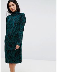 Ganni Synthetic Doherty Asymmetric Drape Dress in Green - Lyst