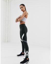 Leggings bianchi e neri con logo di Reebok in Nero | Lyst
