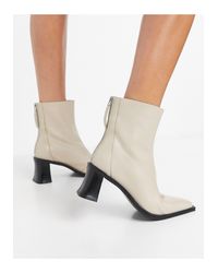 Botas blancas hueso con tacón grueso TOPSHOP de color Blanco | Lyst