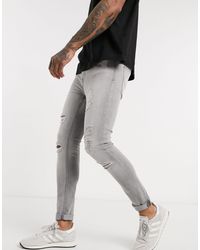 New Look Denim Spray On Ripped Jeans in Gray for Men - Lyst