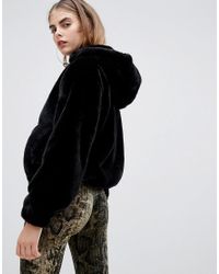bershka faux fur hooded jacket