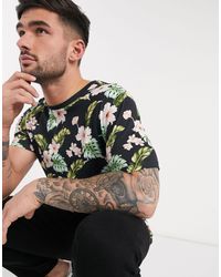Jack & Jones Premium Slim Fit Floral T-shirt in Black for Men - Lyst
